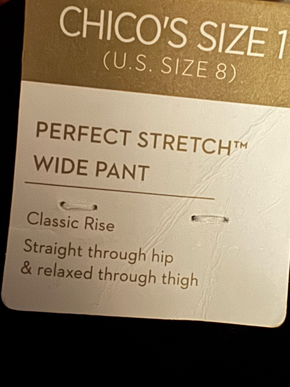 NWT Chico's Perfect Stretch Seamed Wide Leg Pant Basic Black Relaxed SZ 1 US 8 - Picture 4 of 6
